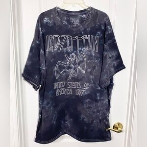 Led Zeppelin Angel 1977 Tie Dye Band Tee Black Men’s 3XL